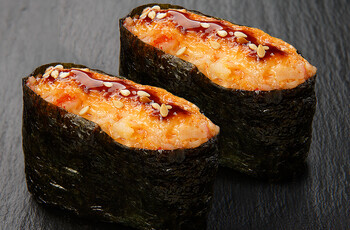 Суши запеченные с крабом и креветкой, 2 шт.