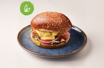 Фирменный бургер с сырным соусом