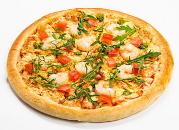 Пицца с тигровыми креветками