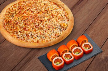 Пицца Маргарита+ролл Калифорния с лососем