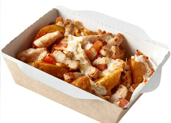 Ланч из печи с картофелем по-деревенски, курицей и томатами
