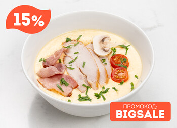 Сырный суп с курицей и беконом