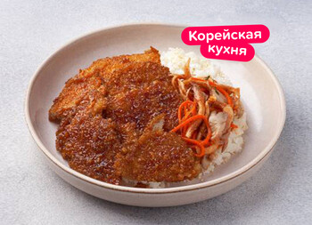 Цыплёнок в кляре с вешенками и рисом
